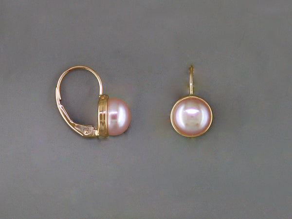 FRESHWATER PEARL BEZEL EUROWIRE EARRINGS