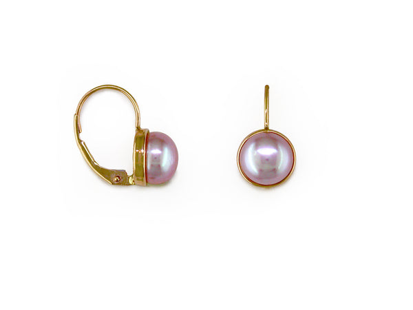 FRESHWATER PEARL BEZEL EUROWIRE EARRINGS